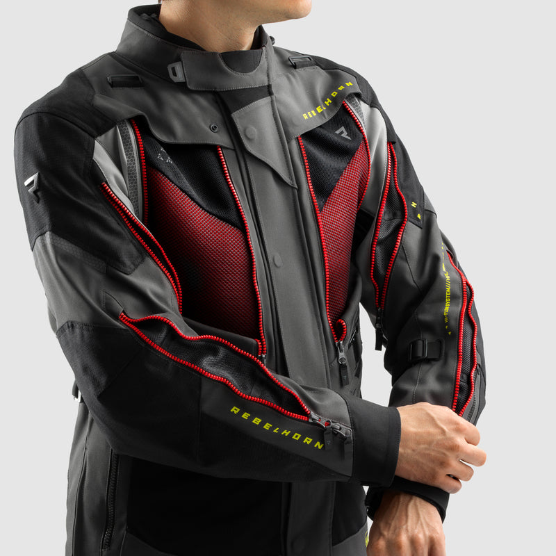Rebelhorn Hardy 3.0 Textil MC Touringjacka - Antracit/Grå/Gul