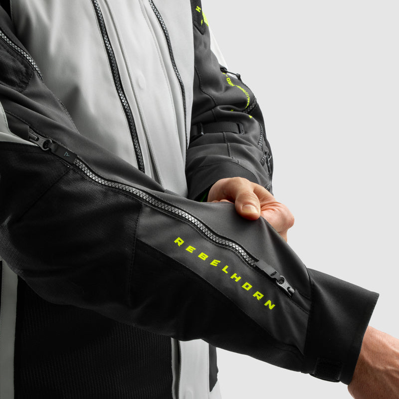 Rebelhorn Hardy 3.0 Textil MC Touringjacka - Svart/Grå/Neongul