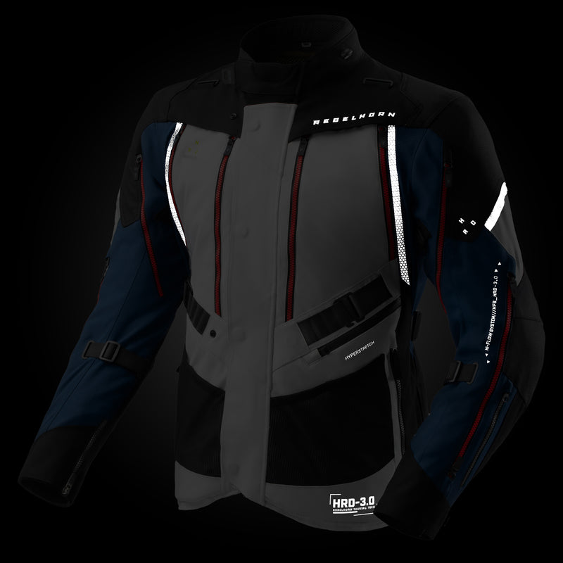 Rebelhorn Hardy 3.0 Textil MC Touringjacka - Blå/Grå/Röd