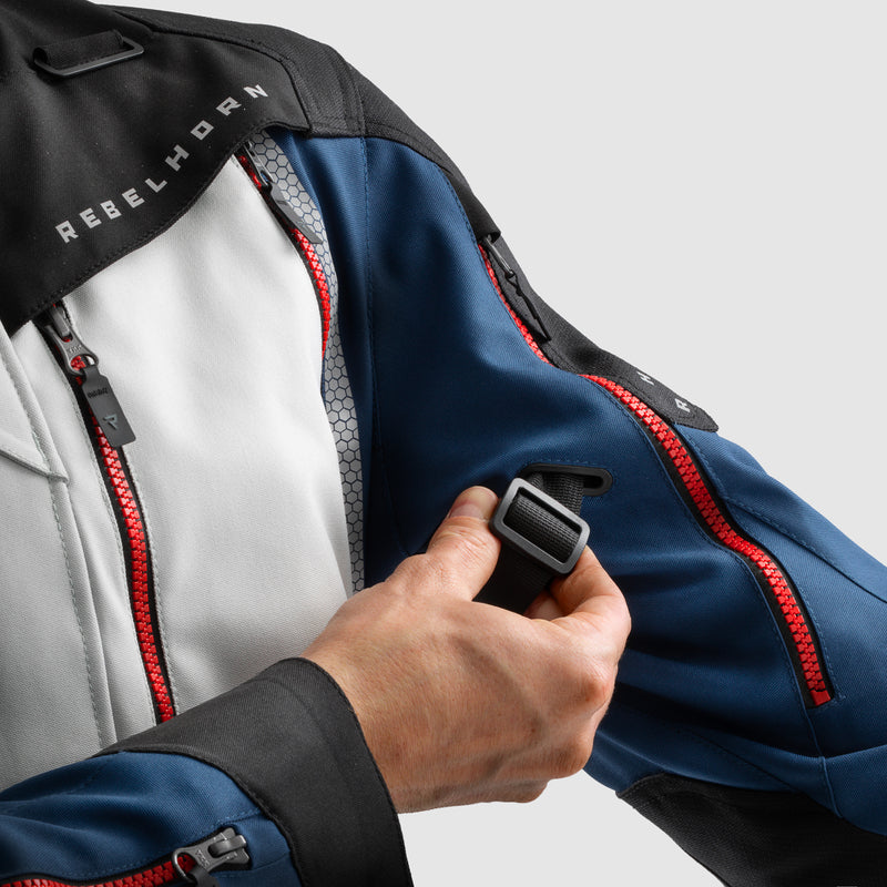 Rebelhorn Hardy 3.0 Textil MC Touringjacka - Blå/Grå/Röd
