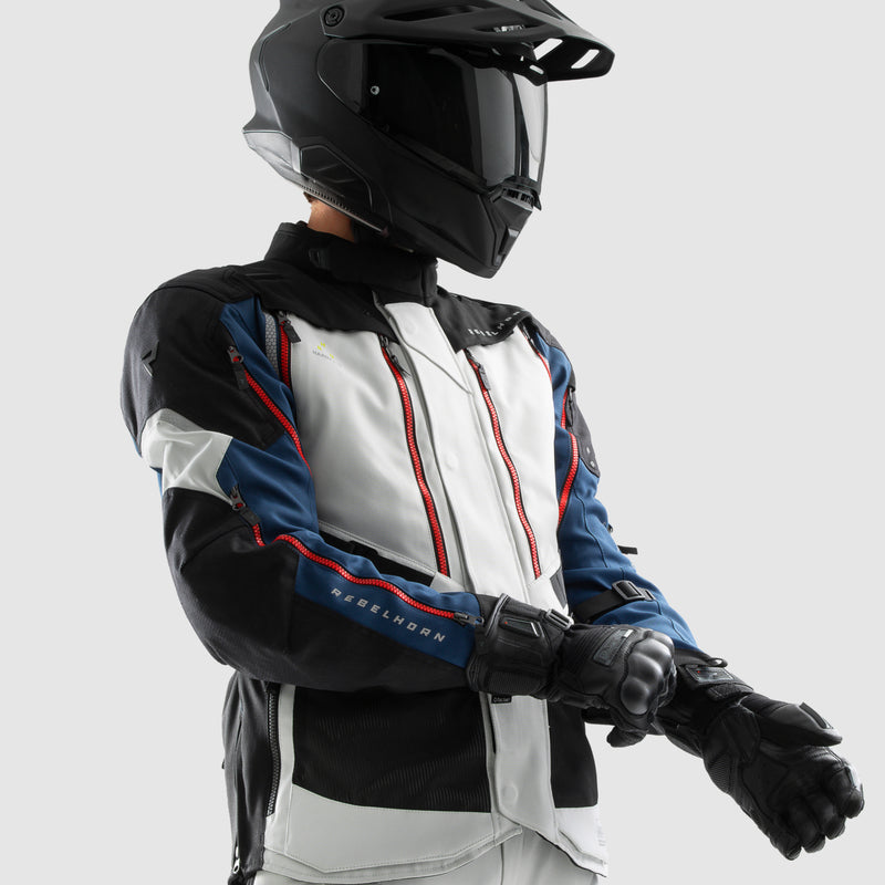 Rebelhorn Hardy 3.0 Textil MC Touringjacka - Blå/Grå/Röd