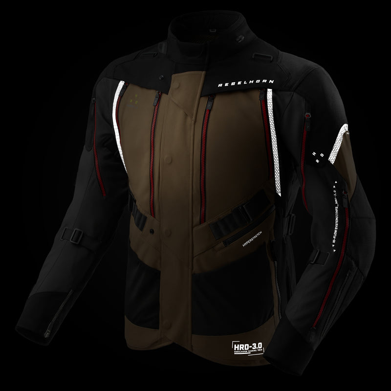 Rebelhorn Hardy 3.0 Textil MC Touringjacka - Desert/Grå/Röd