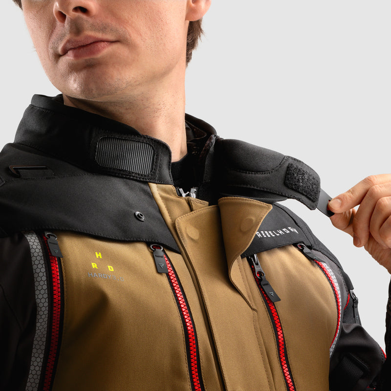 Rebelhorn Hardy 3.0 Textil MC Touringjacka - Desert/Grå/Röd