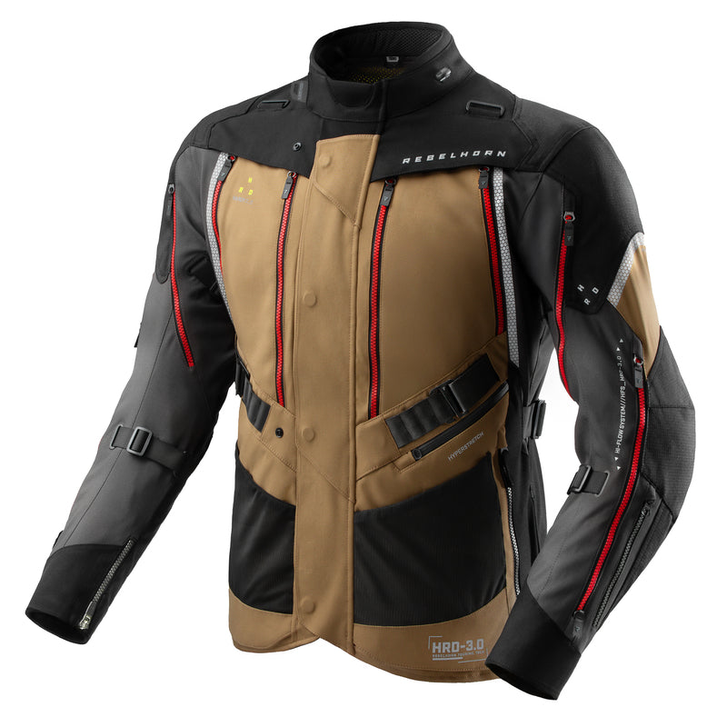 Rebelhorn Hardy 3.0 Textil MC Touringjacka - Desert/Grå/Röd