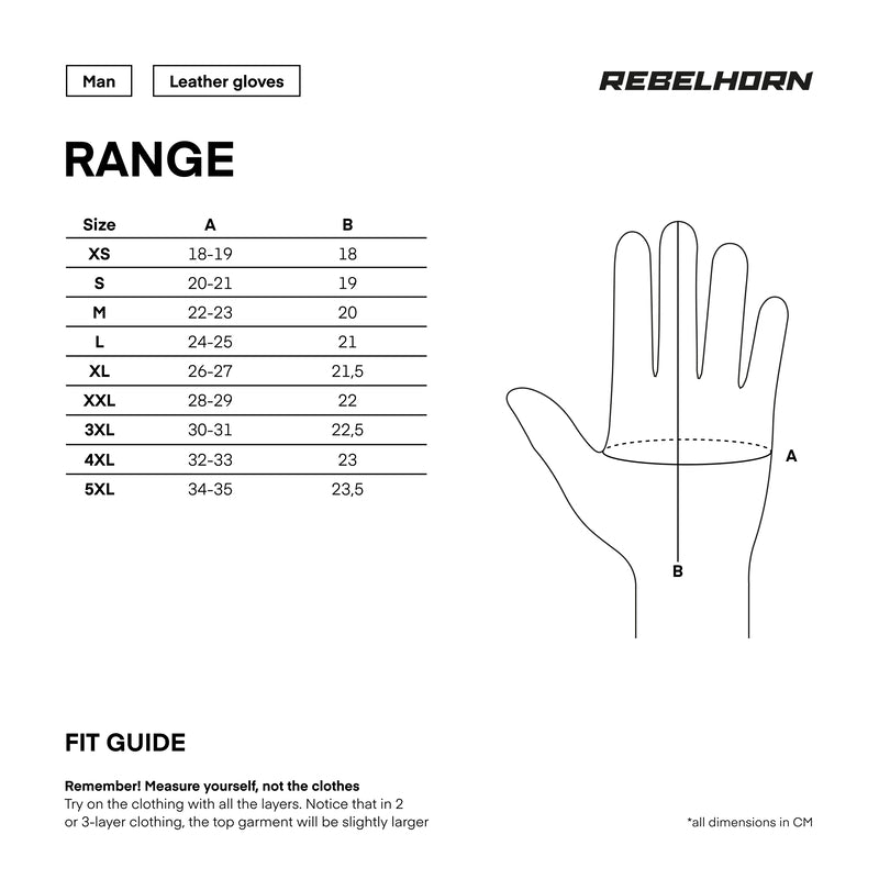 Rebelhorn Range MC-Läderhandskar - Svart
