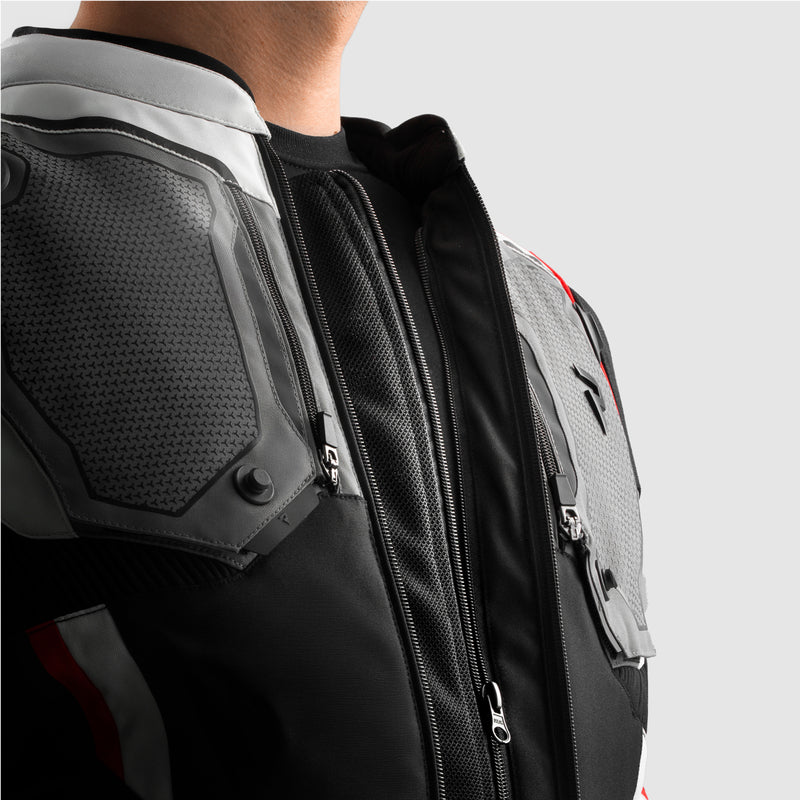 Rebelhorn Borg II Textil MC-jacka – Svart/Grå/Röd