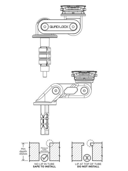 Quad Lock® Styrrörsfäste PRO för Motorcykel