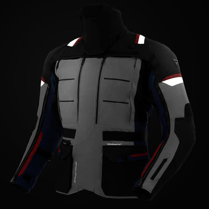 Rebelhorn Cubby V Textil MC Touringjacka - Blå/Grå/Röd