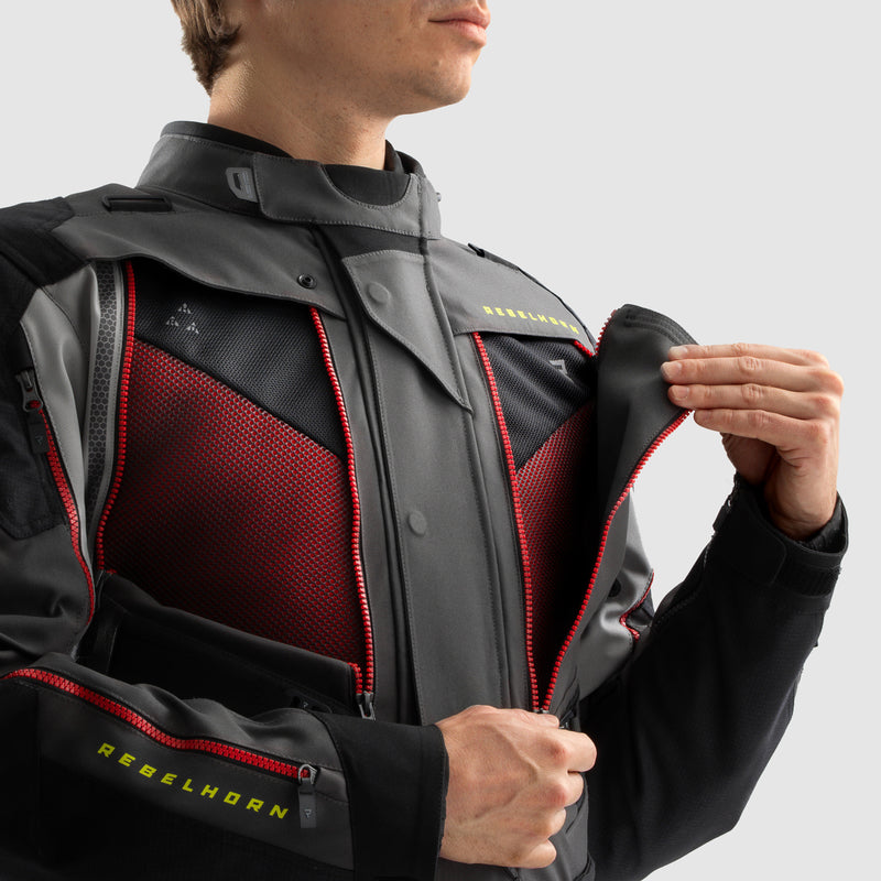 Rebelhorn Hardy 3.0 Textil MC Touringjacka - Antracit/Grå/Gul