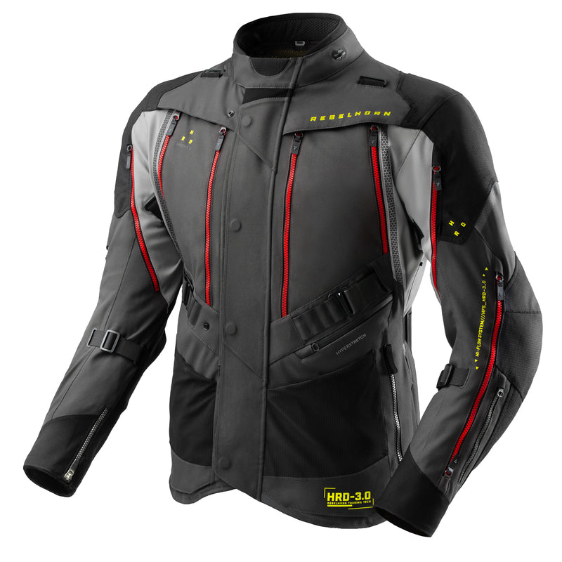 Rebelhorn Hardy 3.0 Textil MC Touringjacka - Antracit/Grå/Gul