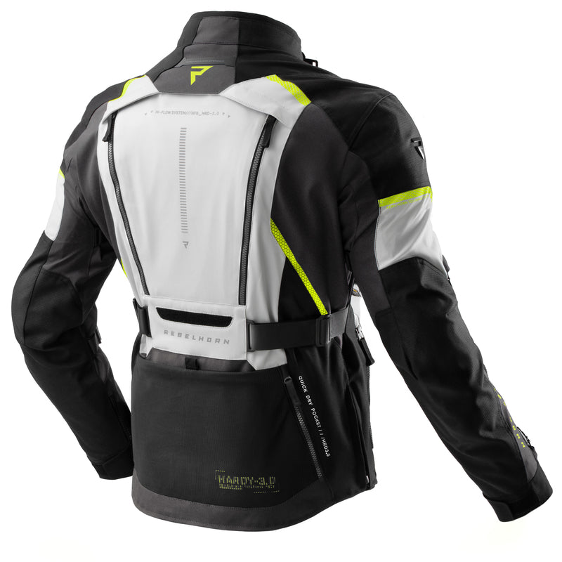 Rebelhorn Hardy 3.0 Textil MC Touringjacka - Svart/Grå/Neongul