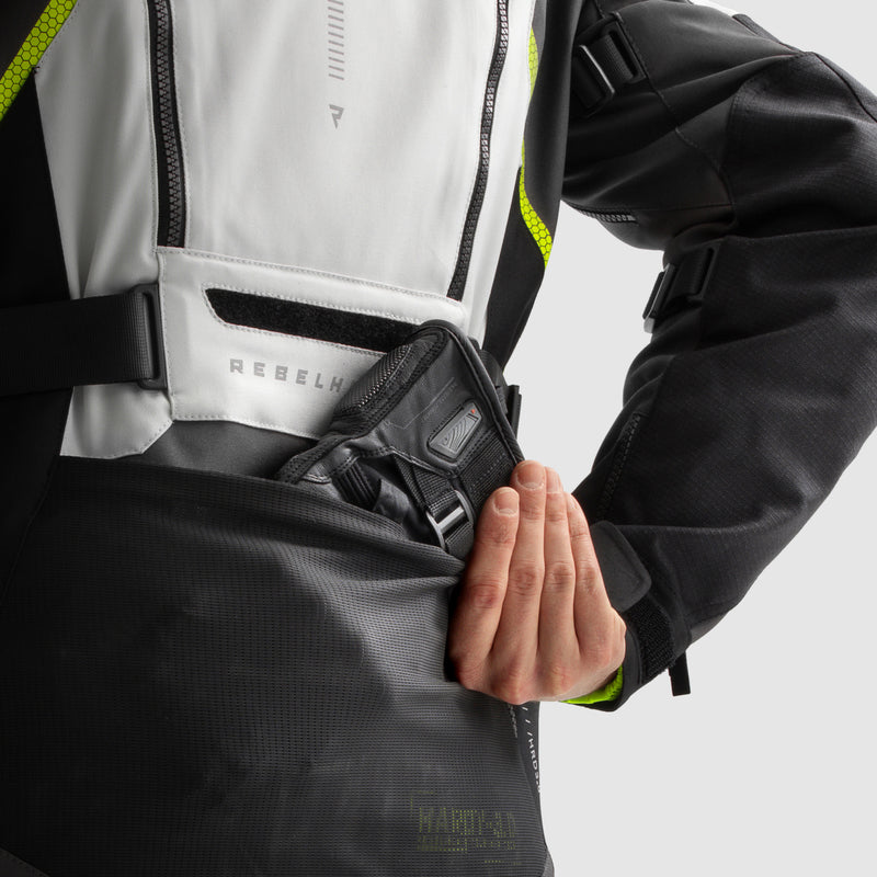 Rebelhorn Hardy 3.0 Textil MC Touringjacka - Svart/Grå/Neongul