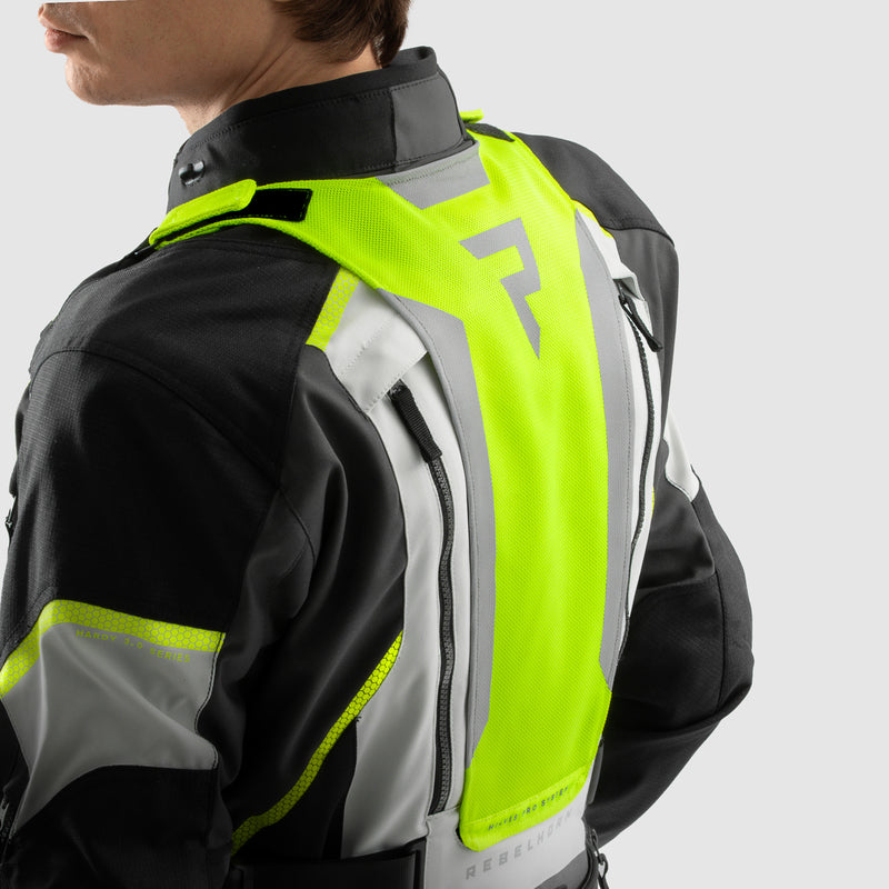 Rebelhorn Hardy 3.0 Textil MC Touringjacka - Svart/Grå/Neongul