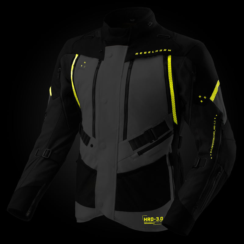 Rebelhorn Hardy 3.0 Textil MC Touringjacka - Svart/Grå/Neongul