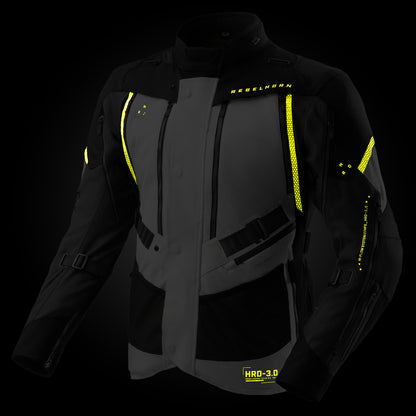 Rebelhorn Hardy 3.0 Textil MC Touringjacka - Svart/Grå/Neongul