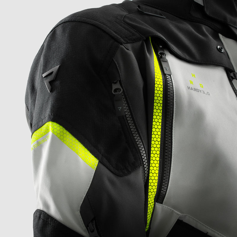 Rebelhorn Hardy 3.0 Textil MC Touringjacka - Svart/Grå/Neongul