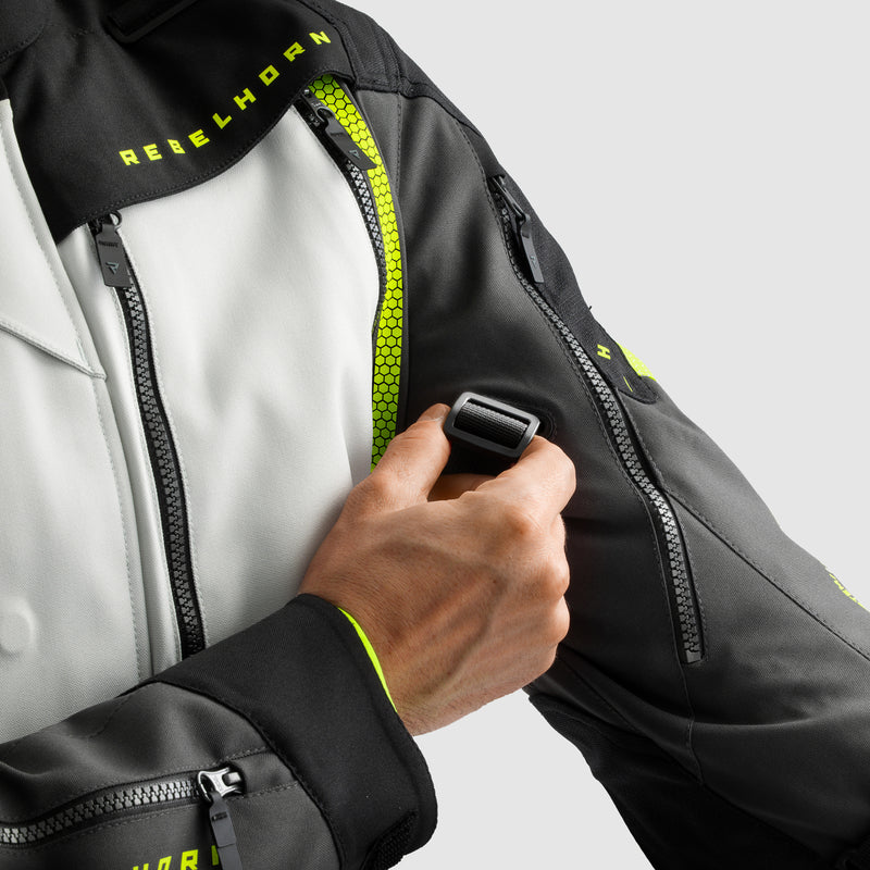 Rebelhorn Hardy 3.0 Textil MC Touringjacka - Svart/Grå/Neongul