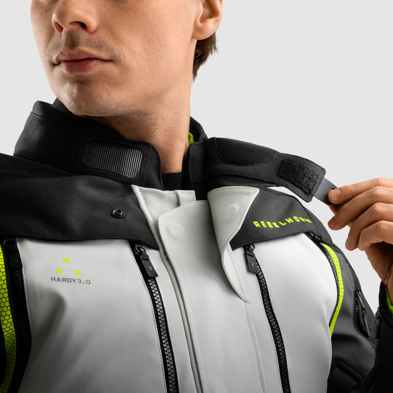 Rebelhorn Hardy 3.0 Textil MC Touringjacka - Svart/Grå/Neongul