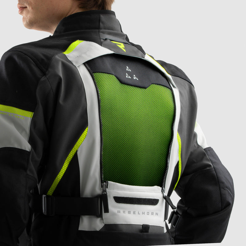 Rebelhorn Hardy 3.0 Textil MC Touringjacka - Svart/Grå/Neongul