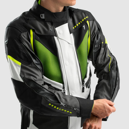 Rebelhorn Hardy 3.0 Textil MC Touringjacka - Svart/Grå/Neongul