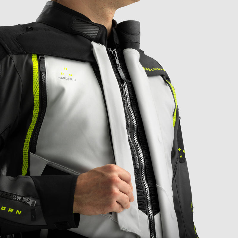 Rebelhorn Hardy 3.0 Textil MC Touringjacka - Svart/Grå/Neongul