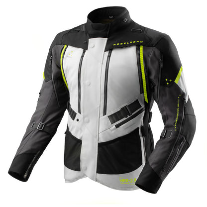 Rebelhorn Hardy 3.0 Textil MC Touringjacka - Svart/Grå/Neongul