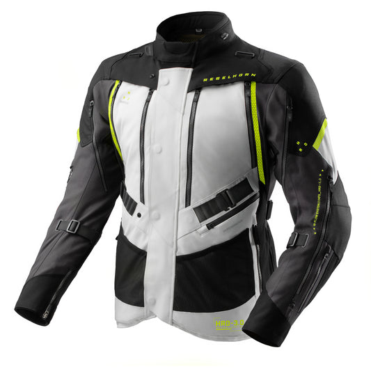 Rebelhorn Hardy 3.0 Textil MC Touringjacka - Svart/Grå/Neongul
