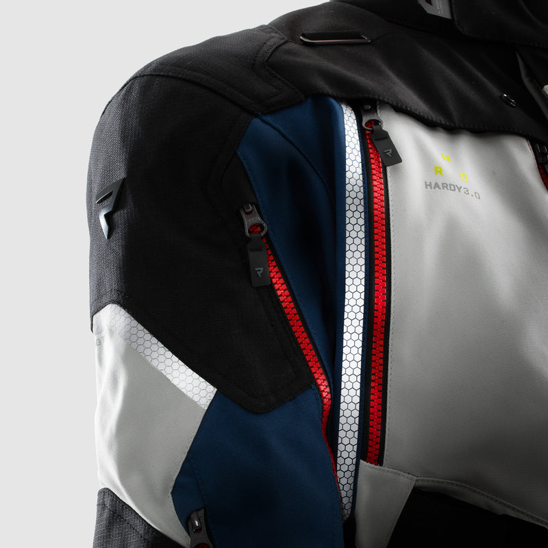 Rebelhorn Hardy 3.0 Textil MC Touringjacka - Blå/Grå/Röd