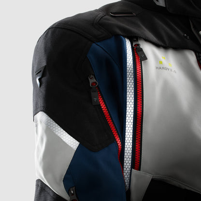 Rebelhorn Hardy 3.0 Textil MC Touringjacka - Blå/Grå/Röd