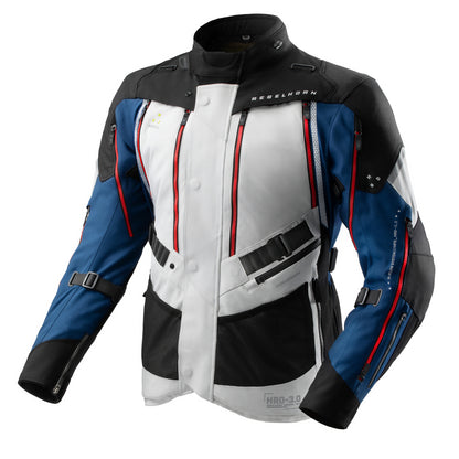 Rebelhorn Hardy 3.0 Textil MC Touringjacka - Blå/Grå/Röd