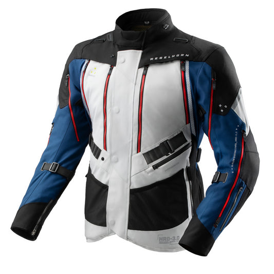 Rebelhorn Hardy 3.0 Textil MC Touringjacka - Blå/Grå/Röd