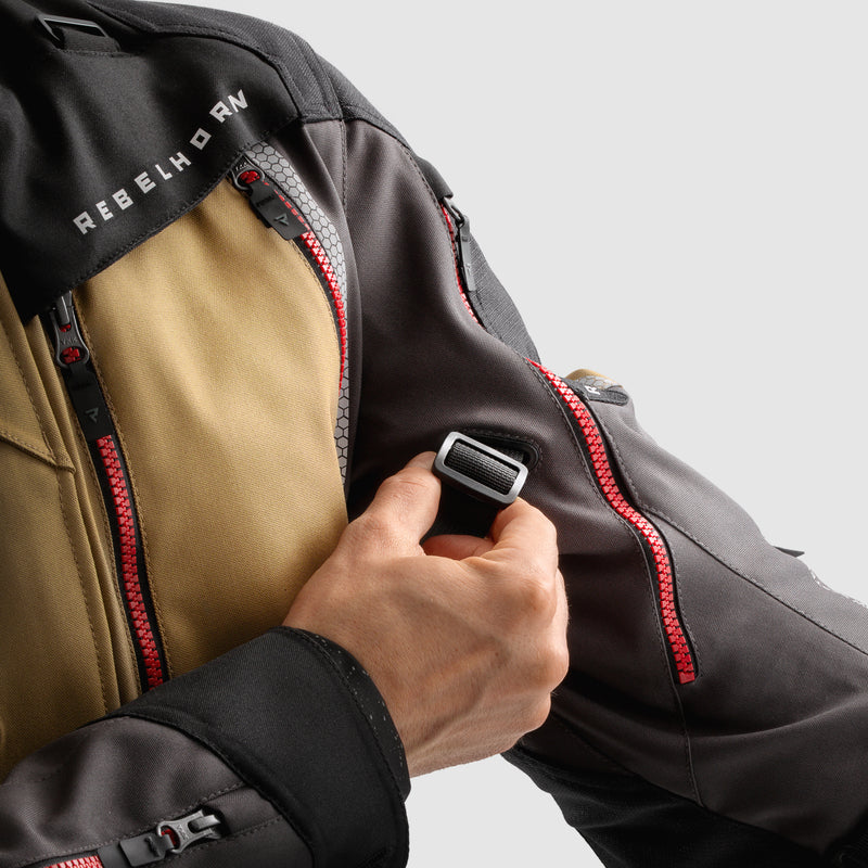 Rebelhorn Hardy 3.0 Textil MC Touringjacka - Desert/Grå/Röd