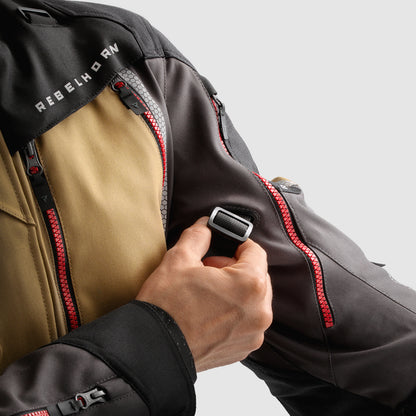 Rebelhorn Hardy 3.0 Textil MC Touringjacka - Desert/Grå/Röd