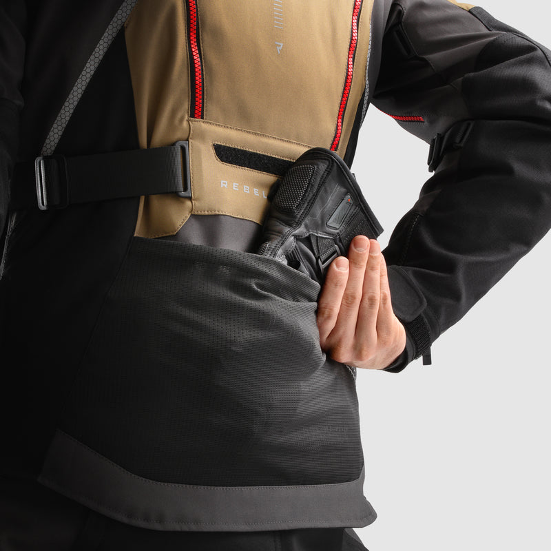Rebelhorn Hardy 3.0 Textil MC Touringjacka - Desert/Grå/Röd