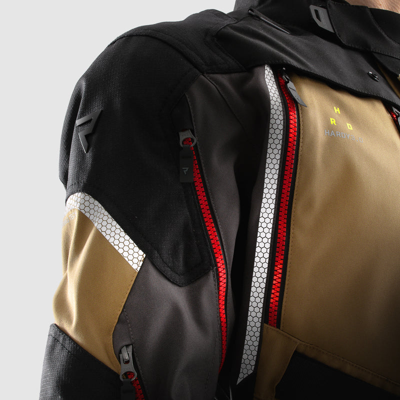 Rebelhorn Hardy 3.0 Textil MC Touringjacka - Desert/Grå/Röd