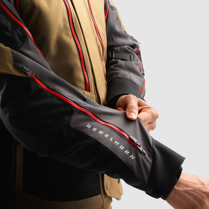 Rebelhorn Hardy 3.0 Textil MC Touringjacka - Desert/Grå/Röd