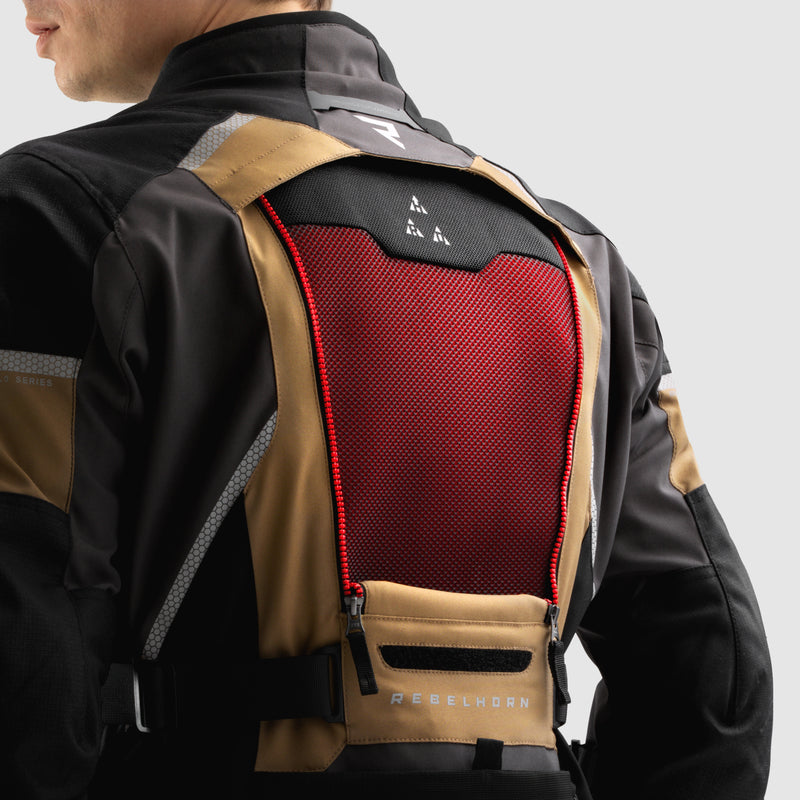 Rebelhorn Hardy 3.0 Textil MC Touringjacka - Desert/Grå/Röd