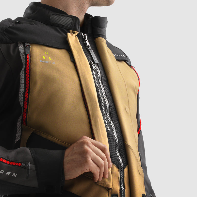 Rebelhorn Hardy 3.0 Textil MC Touringjacka - Desert/Grå/Röd