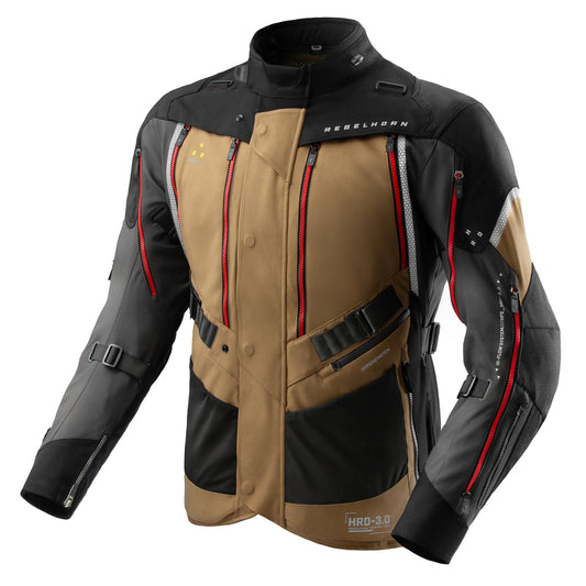 Rebelhorn Hardy 3.0 Textil MC Touringjacka - Desert/Grå/Röd