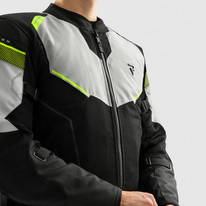Rebelhorn Hiflow V Textil MC Jacka - Svart/Grå/Neongul