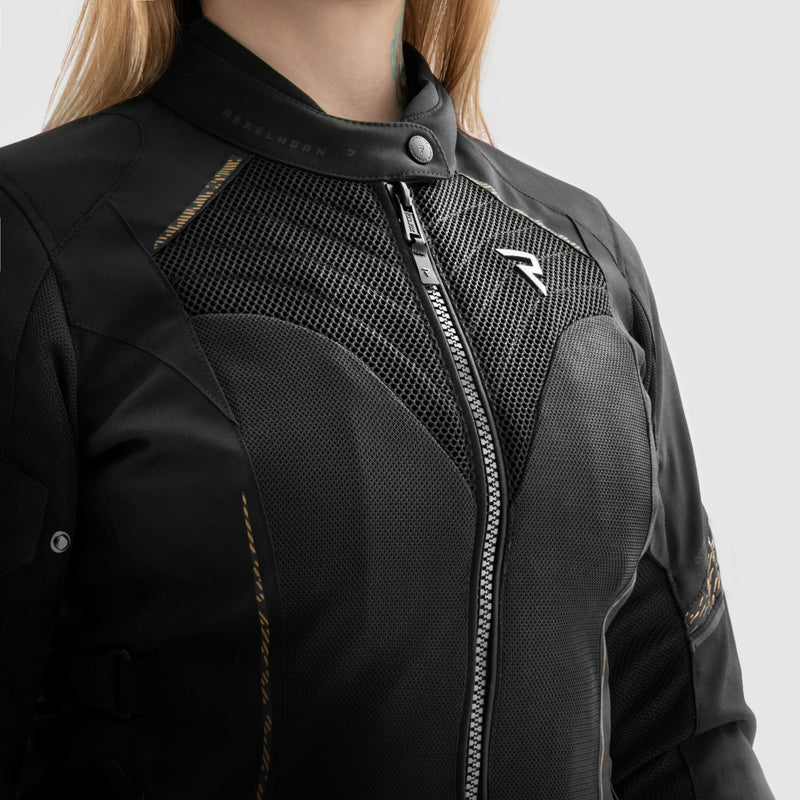 Rebelhorn Jax Lady Textil MC-Jacka - Svart/Guld