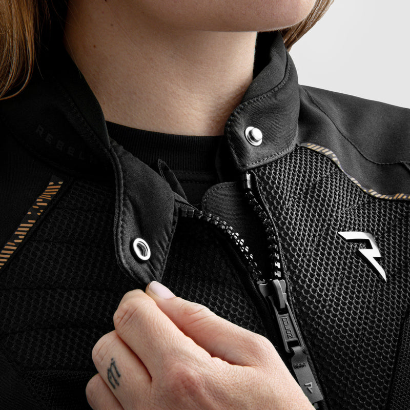 Rebelhorn Jax Lady Textil MC-Jacka - Svart/Guld