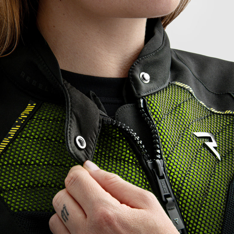 Rebelhorn Jax Lady Textil MC-Jacka - Svart/Neongul