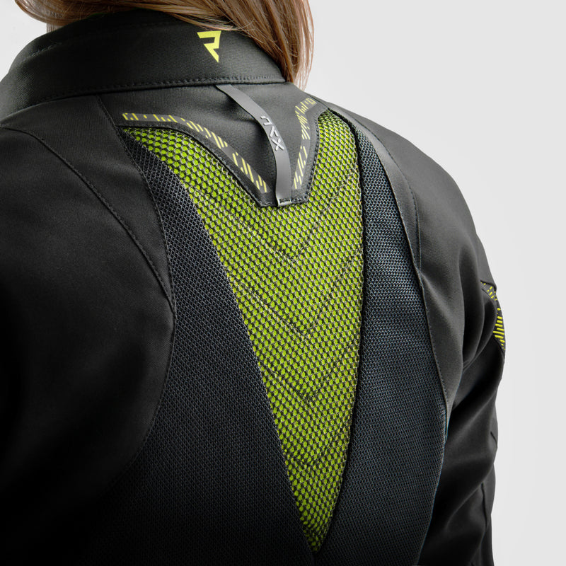 Rebelhorn Jax Lady Textil MC-Jacka - Svart/Neongul