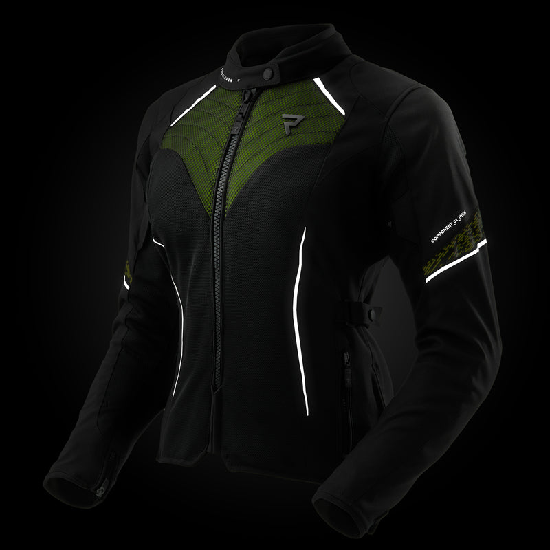 Rebelhorn Jax Lady Textil MC-Jacka - Svart/Neongul