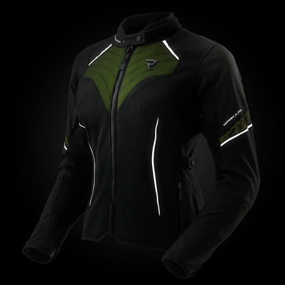 Rebelhorn Jax Lady Textil MC-Jacka - Svart/Neongul