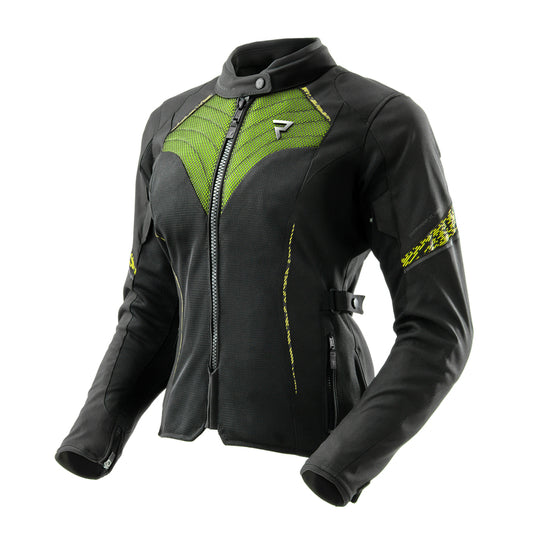 Rebelhorn Jax Lady Textil MC-Jacka - Svart/Neongul