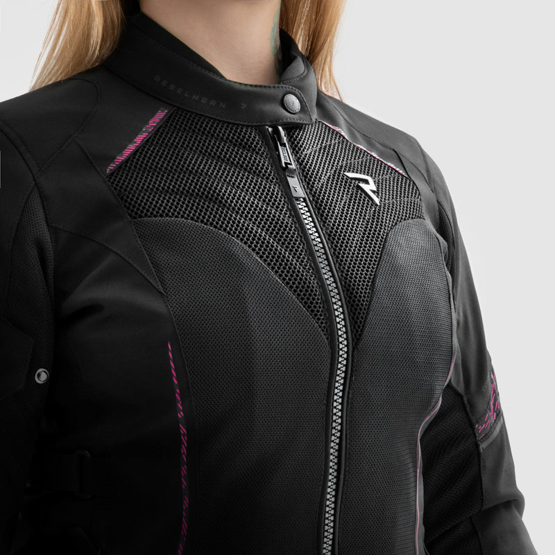Rebelhorn Jax Lady Textil MC-Jacka - Svart/Grå/Rosa