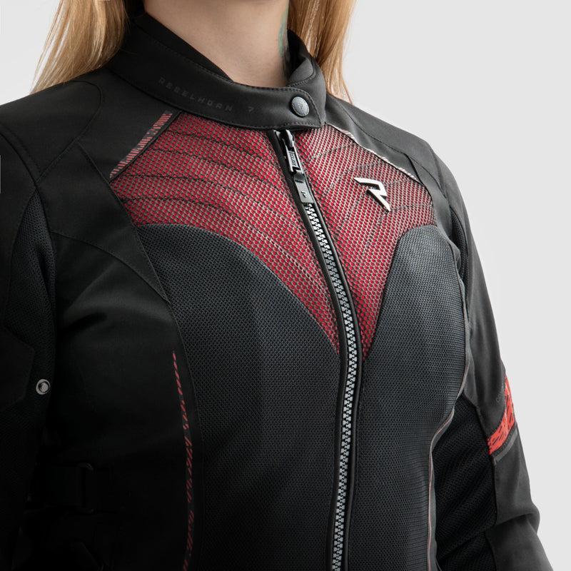 Rebelhorn Jax Lady Textil MC-Jacka - Svart/Röd