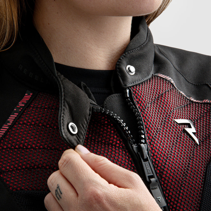 Rebelhorn Jax Lady Textil MC-Jacka - Svart/Röd